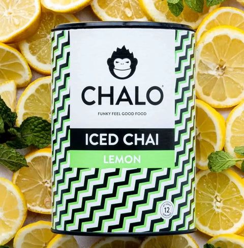 Chalo Lemon Iced Chai, tart lemon & sweet jaggery blend, fresh vegan iced tea for all seasons.
