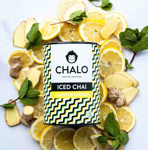 Chalo Lemon & Ginger Iced Chai, refreshing fruity iced tea alternative, perfect for parties, BBQs & summer fun.