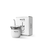 Mate Starter Kit - White Prime gourd and bombilla for premium UAE Argentina yerba mate.