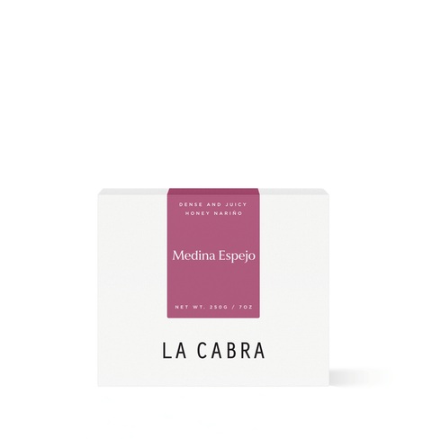 Colombian specialty coffee by La Cabra, Medina Espejo from Nariño with honey processing and anaerobic fermentation, offering rich flavor and high-altitude depth.