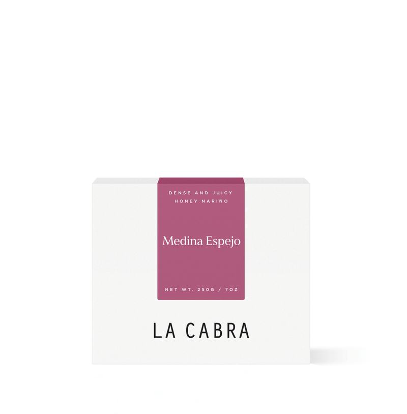 Colombian specialty coffee by La Cabra, Medina Espejo from Nariño with honey processing and anaerobic fermentation, offering rich flavor and high-altitude depth.
