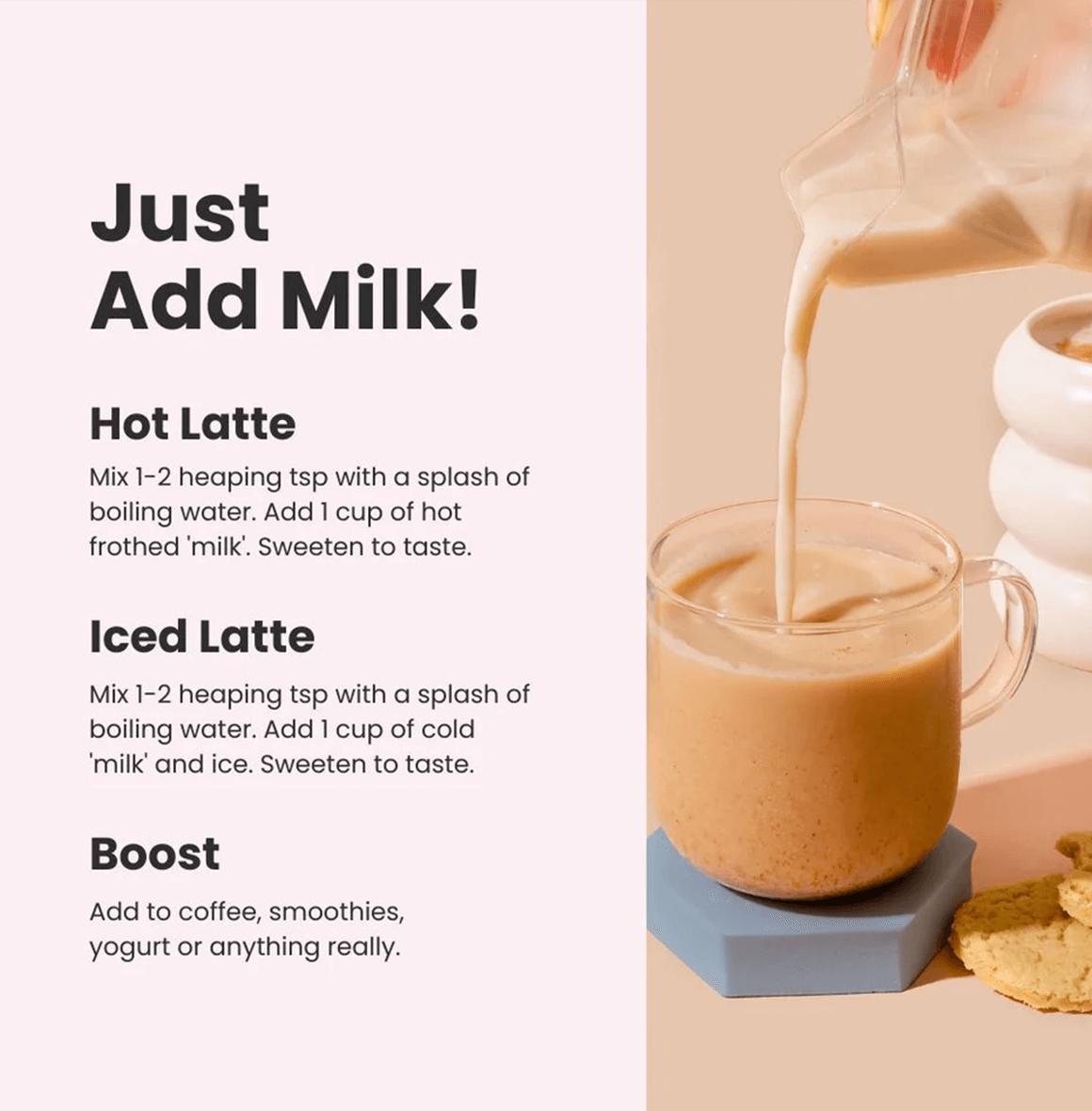 This is a silky smooth, plant-based take on eggnog and pairs perfectly with a shot of espresso. Plus, it's infused with reishi for stress support to ease your body and mind