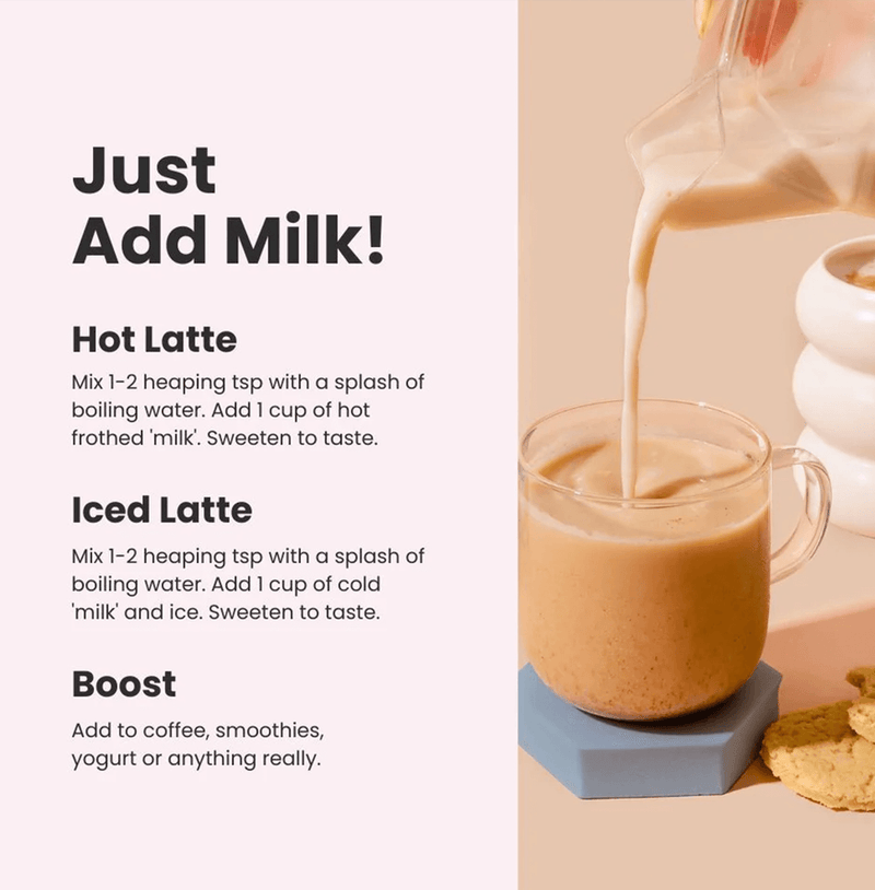 This is a silky smooth, plant-based take on eggnog and pairs perfectly with a shot of espresso. Plus, it's infused with reishi for stress support to ease your body and mind