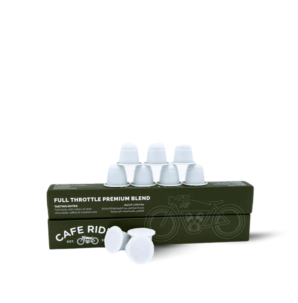 Rich espresso coffee capsules with chocolate, toffee, and roasted nuts notes, perfect for making a flat white at home.