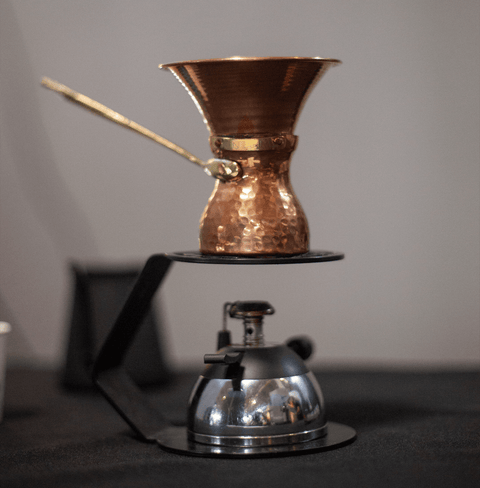 BEN RAHIM Precision Copper Cezve Coffee Funnel for Turkish coffee brewing—designed for a mess-free, accurate transfer of coffee grounds from grinder to pot.