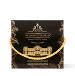 Ultra premium volcanic espresso ground coffee packaging with elegant design and golden handle.