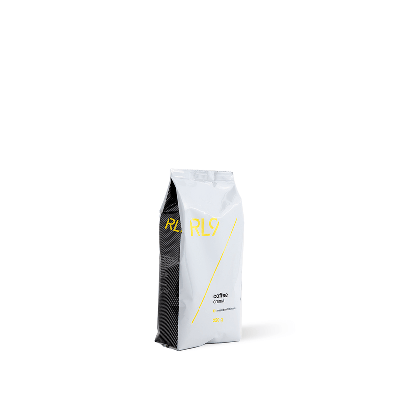 RL9 Coffee Crema offers a smooth espresso with thick nut-coloured crema, featuring walnut, molasses, black tea, and citrus notes. Ideal for flat whites and americanos.