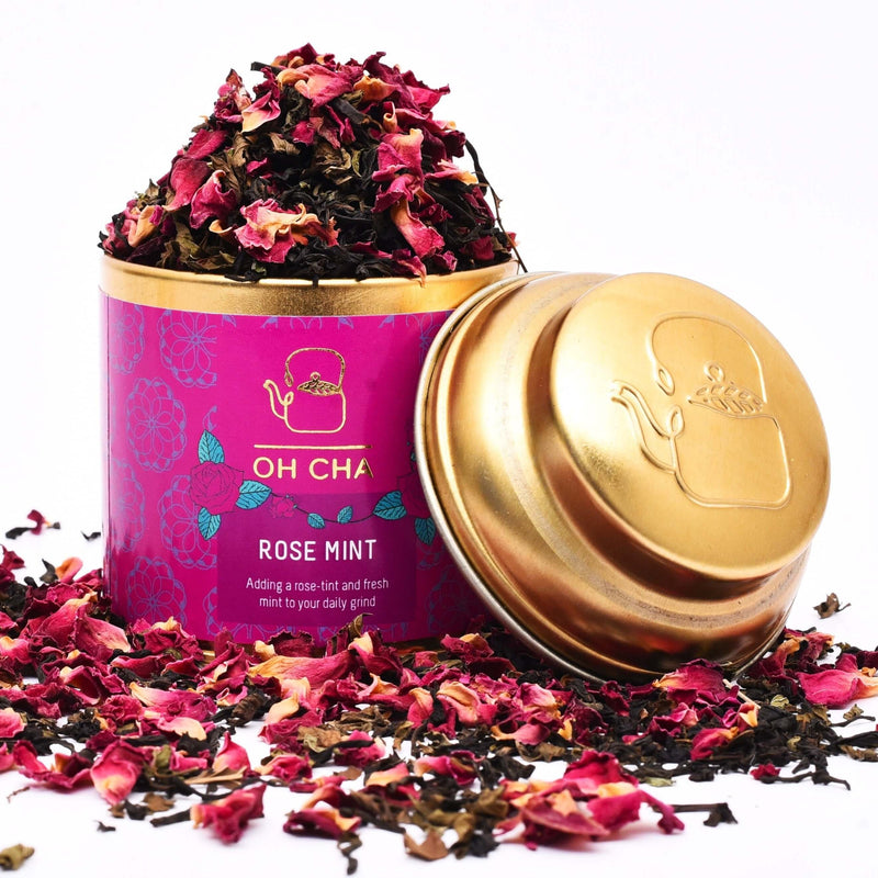 this tea blend is infused with beautifully handpicked and dried rose petals sprinkled over long-lasting, candy like minty notes