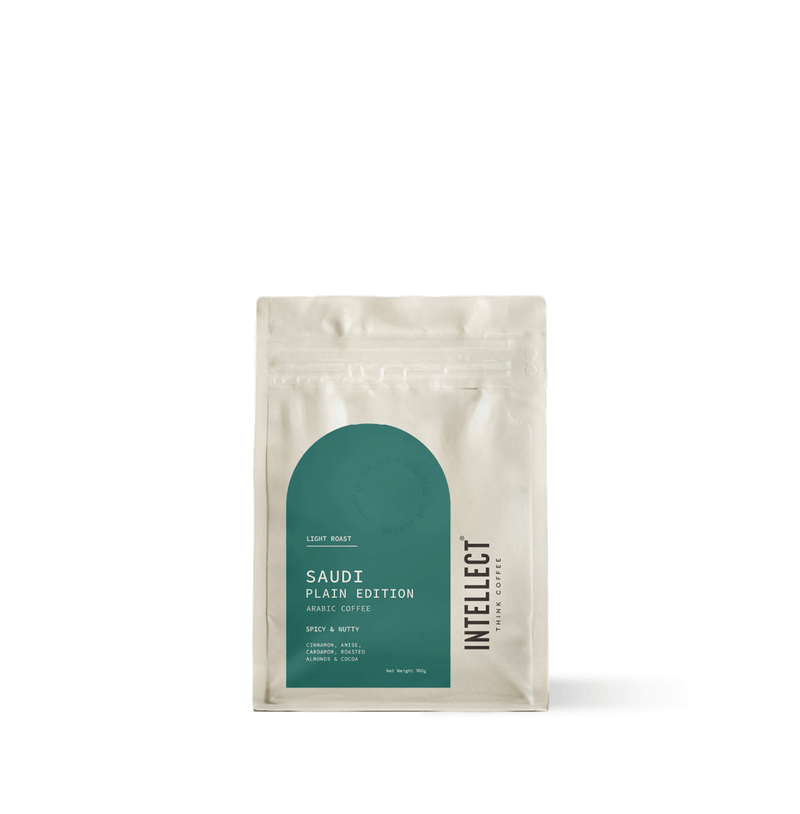Saudi Inspired Ground Coffee packaging featuring Saudi Plain Edition from Intellect Coffee.