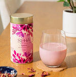 SEHA Wellness Radiance latte blend with beetroot and herbs for glowing skin, energy, and heart health.