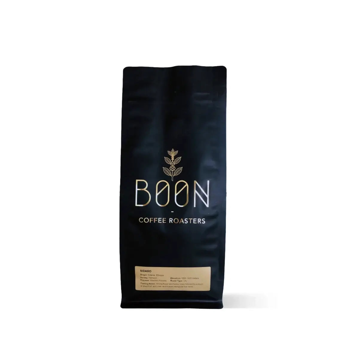 Sidamo medium roast coffee by Boon Coffee Roasters, sourced from Ethiopia's Sidamo region for smooth, sweet notes, perfectly balanced for espresso or pour-over alike.