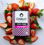 Chalo Strawberry Iced Chai, fruity sweetness with natural jaggery, refreshing twist on iced tea for BBQs and parties.