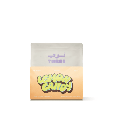 Colombia Lemon Candy Geisha coffee package with vibrant design