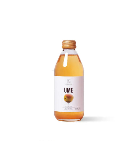 Bottle of Kimino Ume Sparkling Juice made from hand-picked Japanese plums.