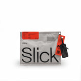 Slick product packaging with a comb on a white background