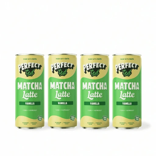 PerfectTed Vanilla Oat Milk Matcha Latte ready-to-drink cans