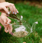 Sweet Dreams Tea with chamomile, spearmint, valerian root, lemon balm, lemongrass, and hawthorn—soothing and calming, perfect for unwinding and drifting into a restful, deep sleep.