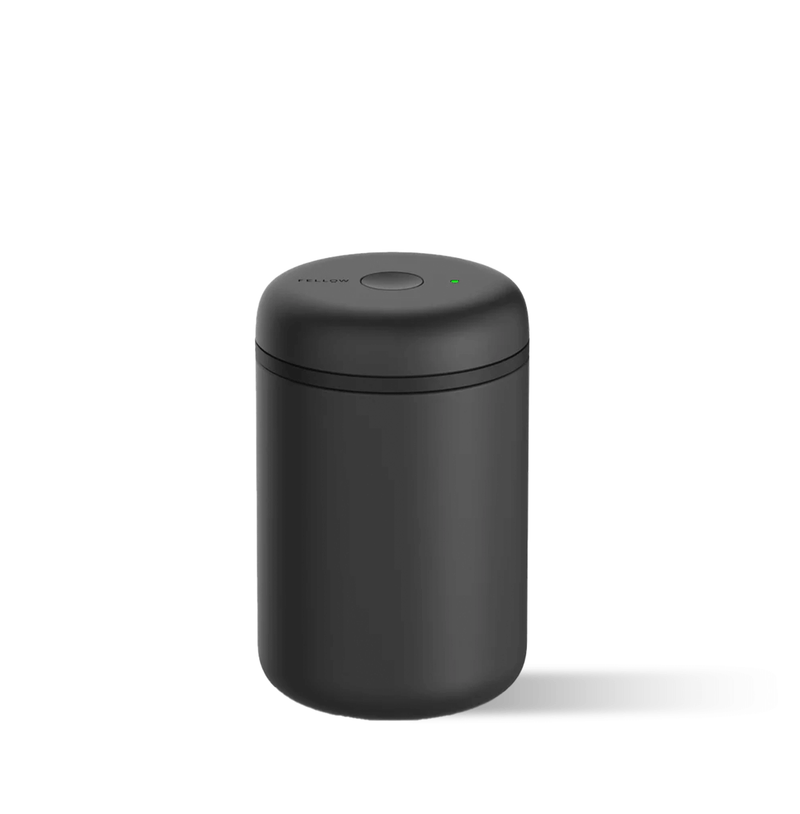 FELLOW Atmos Vacuum Canister with airtight seal and vacuum lid, designed to keep coffee and food fresh by reducing oxidation, manual or electric.