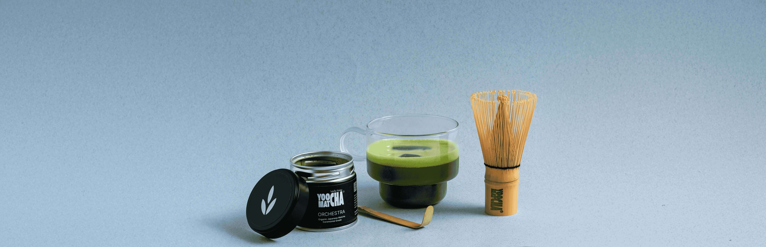 Matcha accessories with matcha powder, whisk, and drinkware for tea lovers in Dubai, UAE. Perfect gifts and hampers!