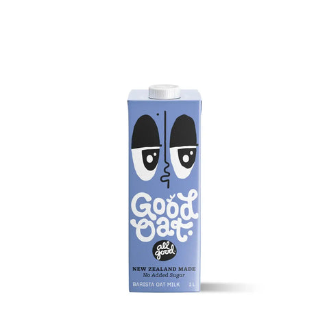 All Good Barista Oat Milk – smooth, creamy oat milk for coffee and latte art. Creamy oat milk made from Southland oats. Steams smoothly with a clean taste that complements coffee perfectly.