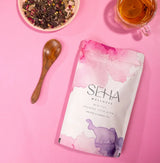SEHA Wellness Beau-Tea with Giloy, Tulsi, Manjistha, and Hibiscus for glowing skin and strong, healthy hair.