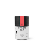 Blood Orange Tea in a sleek black and white cylindrical package, perfect for making refreshing iced tea cocktails.