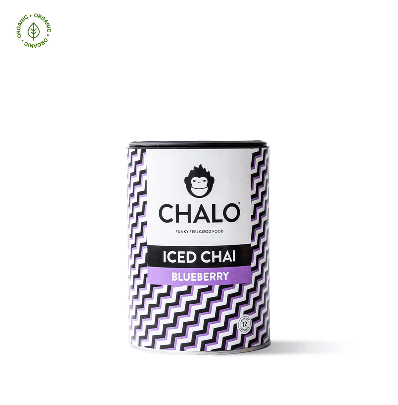 Chalo Blueberry Iced Chai, fruity refreshment with jaggery, antioxidant-rich twist on iced tea.