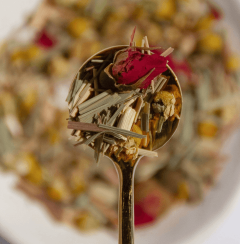 Nurtur Tea Calm Tea is a caffeine-free herbal infusion of chamomile, lemongrass, and rose petals, crafted to relieve stress, ease anxiety, and support emotional well-being.