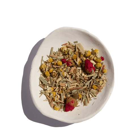 Nurtur Tea Calm Tea is a caffeine-free herbal infusion of chamomile, lemongrass, and rose petals, crafted to relieve stress, ease anxiety, and support emotional well-being.