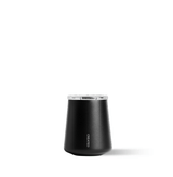 Ceramic Coated Wine Cup in sleek black stainless steel with clear lid for portable elegance.