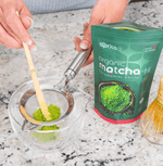 A vibrant green, finely ground Organic Japanese Ceremonial Grade Matcha Green Tea Powder, sourced from premium Yabukita tea leaves. This rich, antioxidant-packed matcha offers a smooth umami flavor, perfect for traditional tea ceremonies, lattes, and well