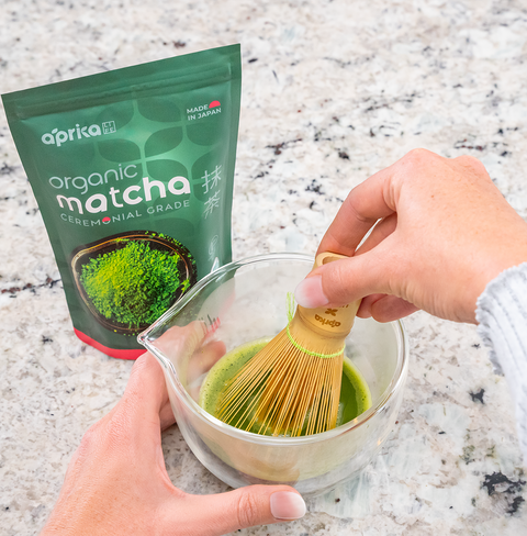 A vibrant green, finely ground Organic Japanese Ceremonial Grade Matcha Green Tea Powder, sourced from premium Yabukita tea leaves. This rich, antioxidant-packed matcha offers a smooth umami flavor, perfect for traditional tea ceremonies, lattes, and well