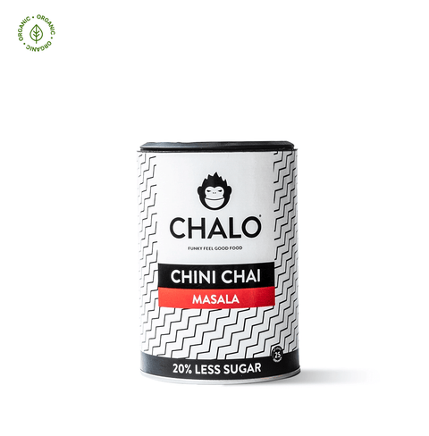 Chalo Chini Masala Chai, black tea & spice blend, bold flavour, less sugar chai latte
