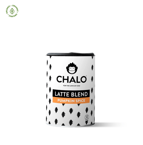 Chalo Pumpkin Spice Premix, creamy autumn latte blend with warm spices, perfect for chai or espresso lovers.