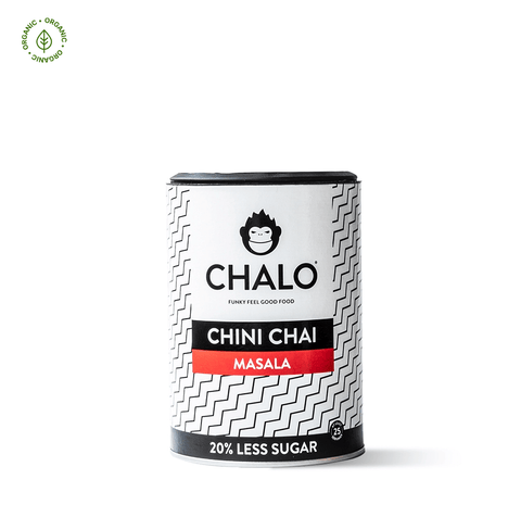 Chalo Chini Masala Chai, black tea & spice blend, bold flavour, less sugar chai latte