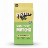 PerfectTed Vanilla Matcha Sticks (84 Pack) showing individual sachets and the box.