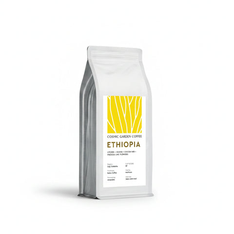 Cosmic Garden Coffee Ethiopia Anaerobic specialty coffee pouch with sweet cherry and dark chocolate notes