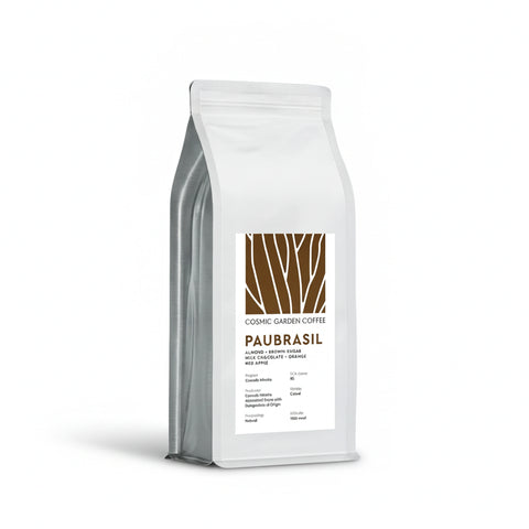 Cosmic Garden Coffee PauBrasil Brazilian specialty coffee beans from Cerrado Mineiro with almond, brown sugar, milk chocolate, orange and red apple tasting notes