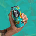 Hand holding a can of Lemongrass & Ginger Sparkling Coffee - Vietnam by Good Koffee