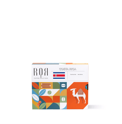Drip Bag Box - Costa Rica coffee package with colorful design and Costa Rican flag, showcasing Central American coffee craft.