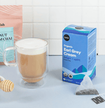 Organic Earl Grey Cream tea with black tea, bergamot, and creamy vanilla—uplifting and satisfying, perfect on its own or as a London Fog latte with steamed milk and honey.