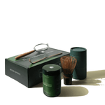 Midori Spring Matcha gift box with 100g Emerald Matcha, purple bamboo whisk, scoop, sifter, and wooden accessories for a premium experience.