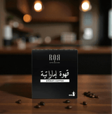 Package of Emirati drip coffee with Arabica beans and cardamom, showcasing traditional Emirati coffee culture in a modern setting.