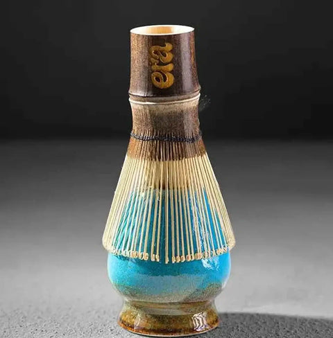 Era Dark Bamboo Chasen — Matcha Whisk, handcrafted purple bamboo whisk with fine prongs for perfect matcha froth.