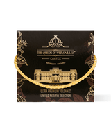Ultra premium volcanic espresso ground coffee packaging with elegant design and golden handle.