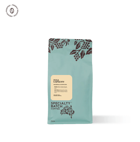 Full Capacity Medium Roasted Premium Blend coffee bag with signature specialty batch design.