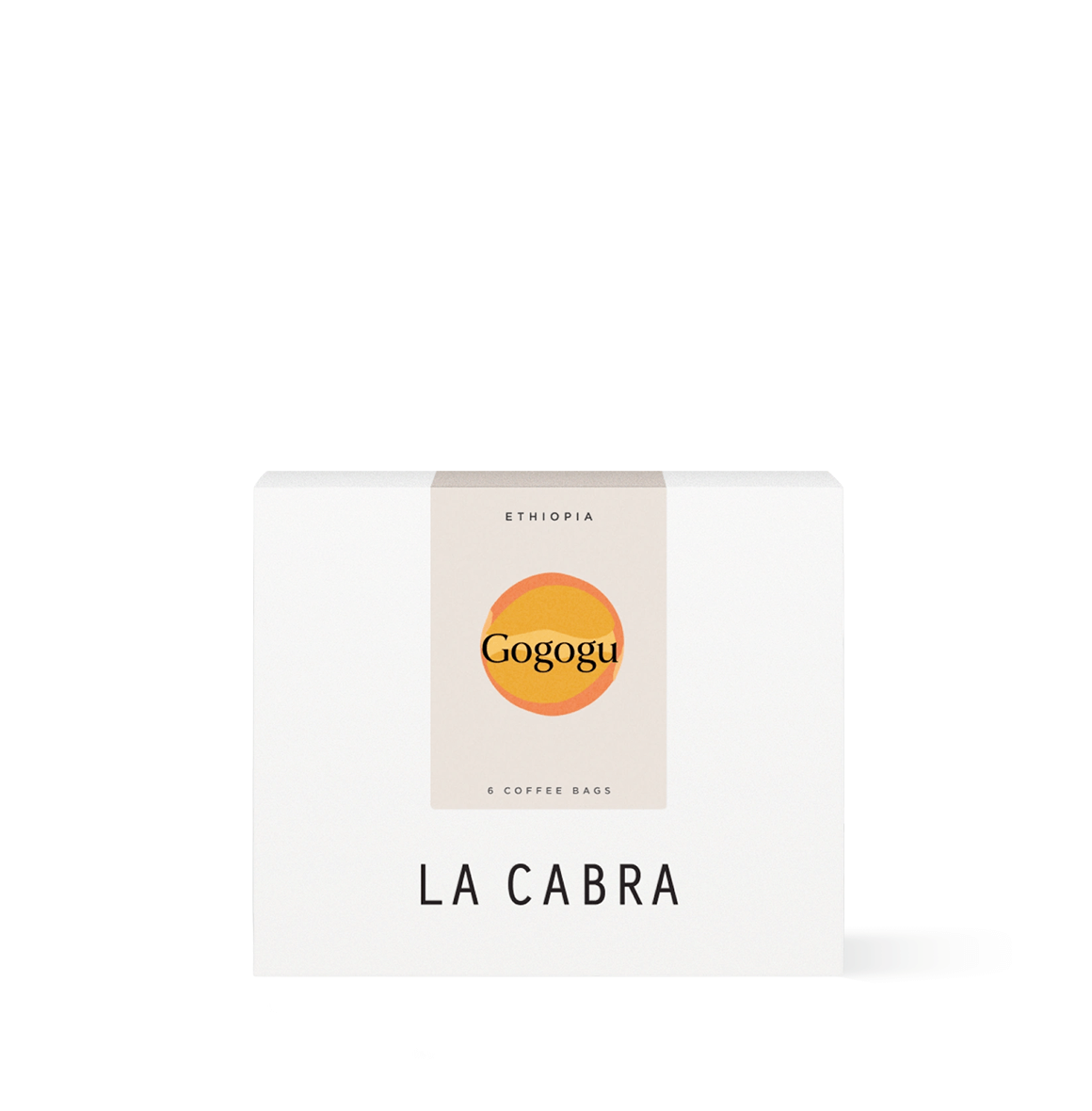 Ethiopian specialty coffee by La Cabra, Gogogu from Guji’s Wate Gogogu station with jasmine and peach notes, in single-serve nitrogen-sealed Steeped bags.