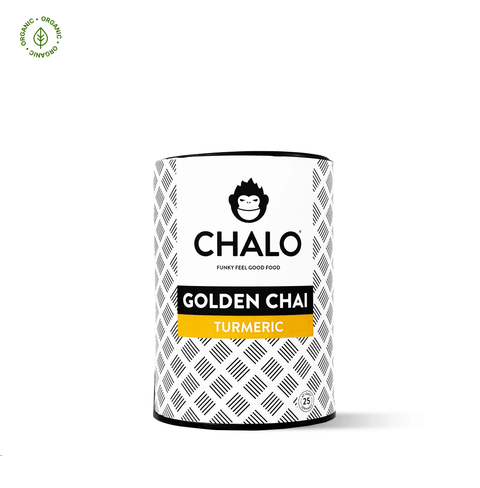 Chalo Golden Turmeric Chai, turmeric, black tea & jaggery blend, immune-boosting vegan golden latte