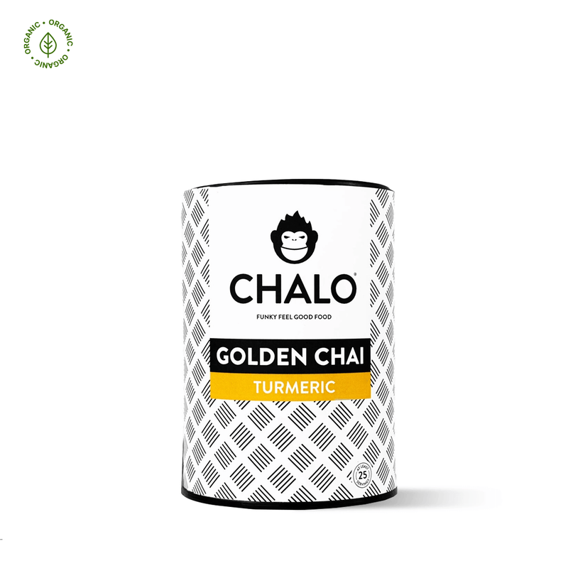 Chalo Golden Turmeric Chai, turmeric, black tea & jaggery blend, immune-boosting vegan golden latte