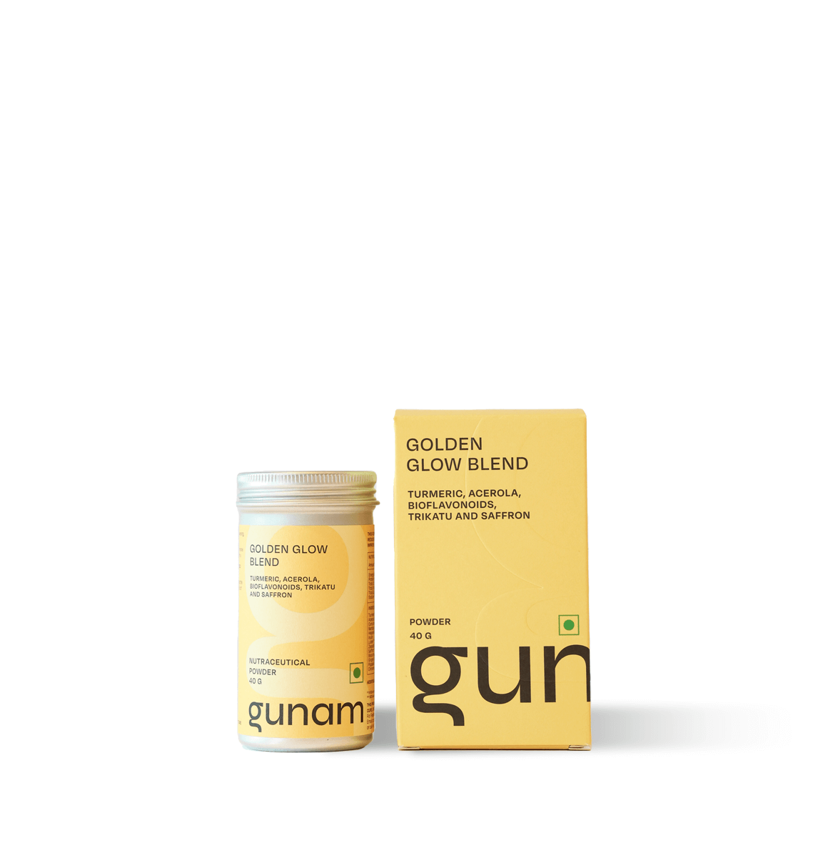 GUNAM Golden Glow Blend with turmeric, saffron, and antioxidants, supports immunity, skin health, healing, and natural anti-inflammation.